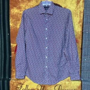 TOMMY HILFIGER-red/blueberry THFLEXCOOL ATHLETIC FIT long sleeve dress shirt